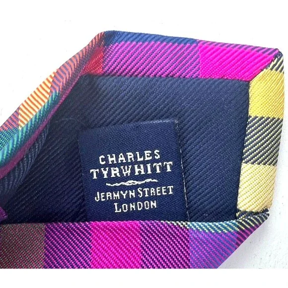 Charles Tyrwhitt Neck Tie Mens MultiColor 100% Silk Made In England Colorful - Picture 8 of 9